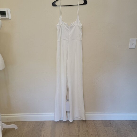Lulus Cheers to Chic Ivory Sleeveless Jumpsuit Wide Leg Stretchy, Size L - Picture 4 of 8
